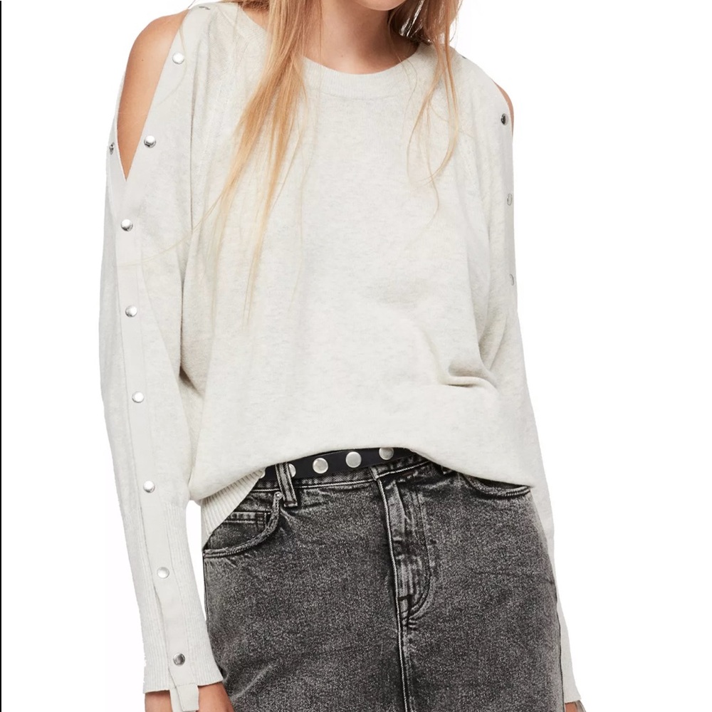 AllSaints Suzie Jumper Sweater Silver Grey Sz L